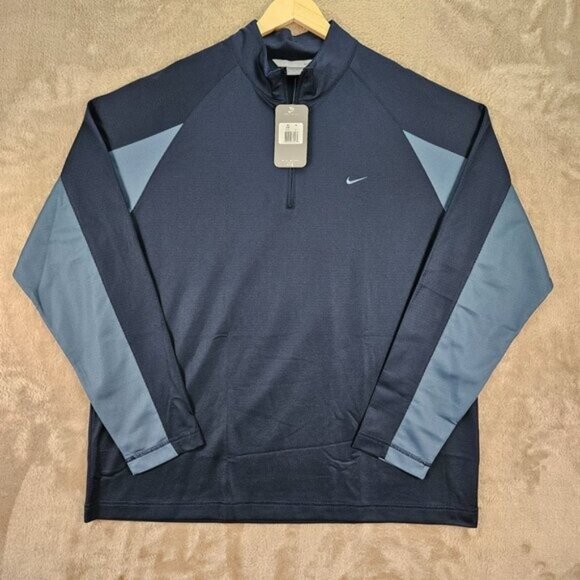 Nike Jacket Quarter Zip Long Sleeve Blue 2 Tone Active Athletic Mens Sz XXL Golf - Picture 1 of 10